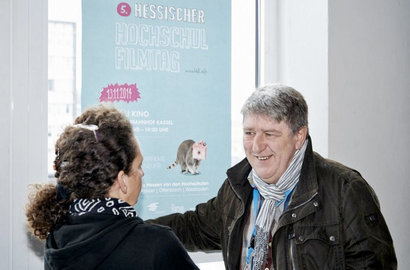 Der HHFT 2014: Prof. Rotraut Pape (HfG Offenbach) und Ralf Sausmikat (EMAF Osnabrück). Foto:Sven Heine/Kasseler Dokfest